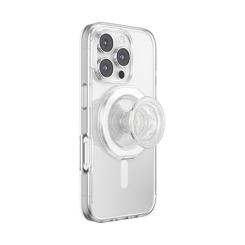 PopSockets - Empuñadura para MagSafe, Soporte de Pata, Purpurina | Soporte magnético ajustable, modo vertical u horizontal, transparente, translúcido