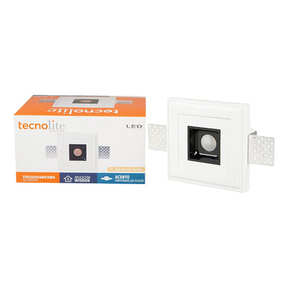 Tecnolite Lámpara Downlight LED Empotrable de Yeso, Sin Marco, 5.5 W, Luz Suave Cálida, LED integrado