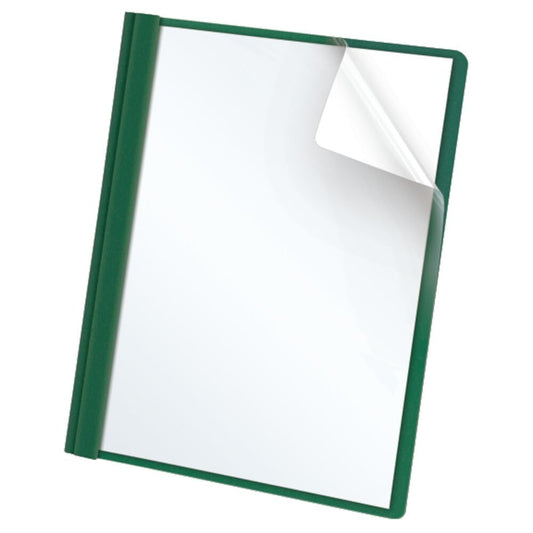 Oxford Fundas transparentes para informes con respaldo de cuero sintético, 25 por caja, Color: verde cazador, Hunter Green