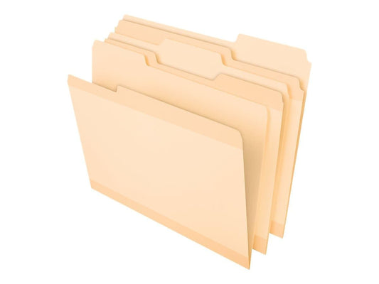 Pendaflex Reinforced File Folders, Extra Durable, Poly Reinforced Edges, Manila, Letter Size, 1/3 Cut Tabs, 24 Per Pack (86212)