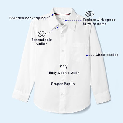 French Toast Boys' Long Sleeve Poplin Dress Shirt