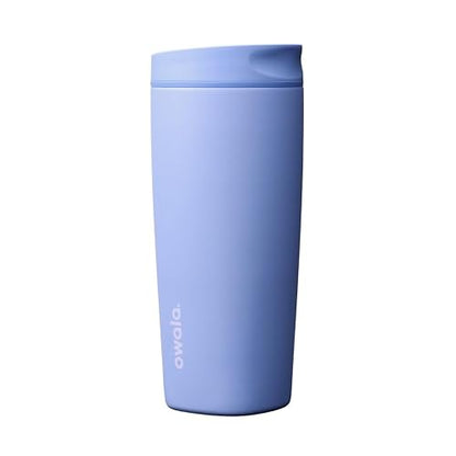 Owala SmoothSip Slider - Vaso de café aislado de acero inoxidable, taza de café helado reutilizable, taza de viaje de café caliente, sin BPA, 567 g, fuera del azul