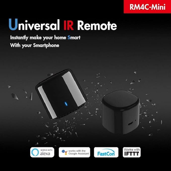 BroadLink BestCon RM4C Mini Control Remoto Universal Wi-Fi + IR Compatible con Alexa, Siri, Google Assistant e IFTTT, Negro