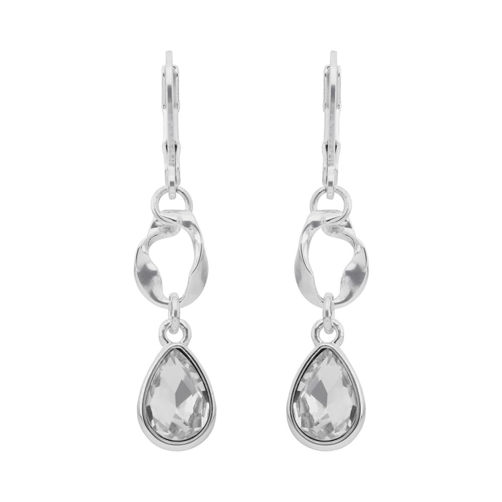 Nine West Aretes Color Plateado Twisted Crystal Stones En Forma Varias De Terminado Brillante para Mujer
