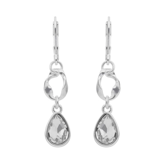 Nine West Aretes Color Plateado Twisted Crystal Stones En Forma Varias De Terminado Brillante para Mujer