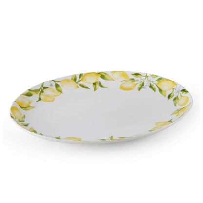 Mikasa Lemons Porcelana de Hueso, Piezas para Servir - Bandeja ovalada de 14 pulgadas