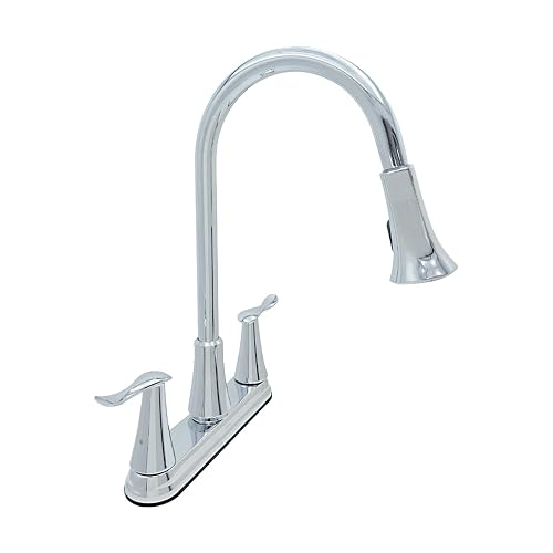 URREA Mezcladora de Acero Inoxidable de 8" para Cocina con Nariz Retráctil, Acabado Cromo, Ecológico, 9337