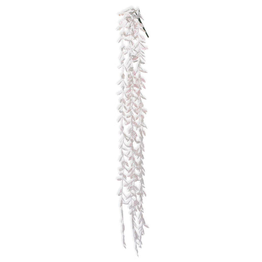 Fantasias Miguel Follaje Colgante Diamantado 95cm 1pz para decoración navideña Blanco