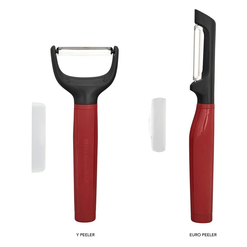 KitchenAid - Juego de peladores universales en Y y Euro, 2 piezas, rojo imperio