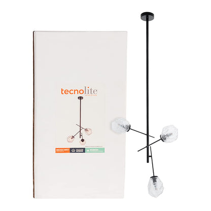 Tecnolite Lampara Colgante Aluminio Negro/Cristal Transparente 18W 100V 180CTL8613MVCT, Grande