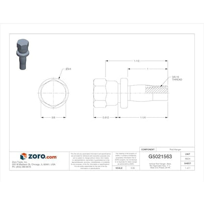 Everflow 8150922 - 25 3/20,3 cm Tornillo Vertical ampliable Colgador, purlin de calibre fino, acabado w/electro-zinc Acero de ancla de varilla roscada, Diseñado para tubo (, 25 unidades)
