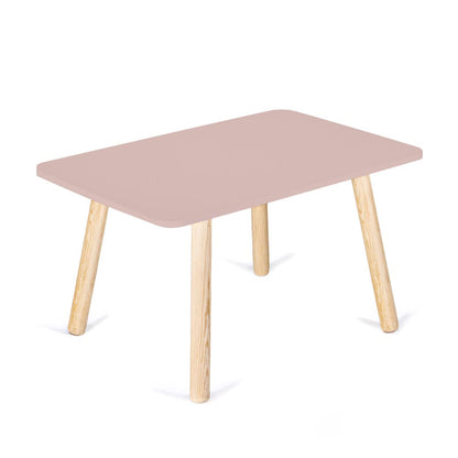 DUDUK Mesa Rectangular Infantil de Madera, Estilo Montessori, 2 a 9 años - Largo: 90 cm x Ancho: 60 cm x Alto: 50 cm - Rosa
