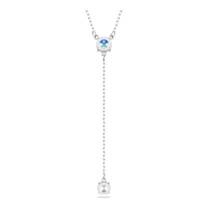 Swarovski Collar en Y Stilla Attract, Talla redonda, Azul, Baño de rodio