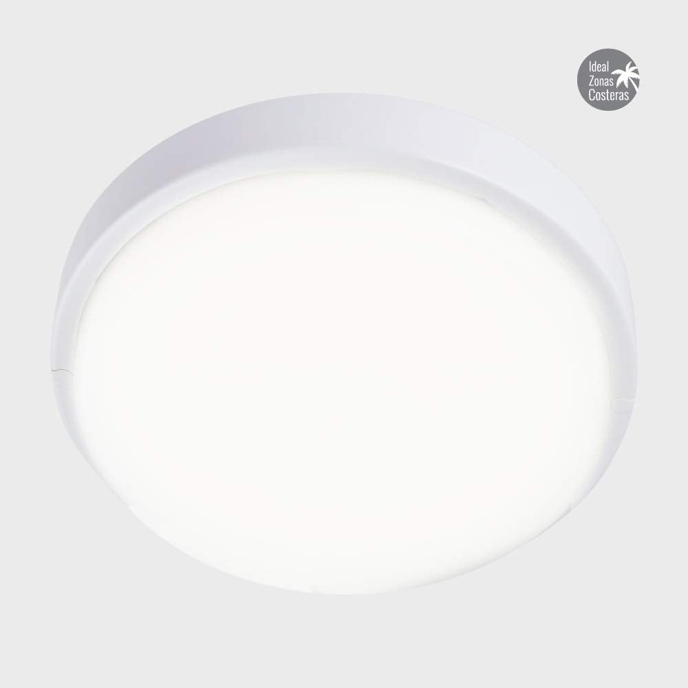 Tecnolite Lámpara Plafón LED de Techo Zona Costera 18PTLLEDC40MVB, 18 W, Luz Blanca Neutra, IP65, IK08, No Atenuable, Blanco