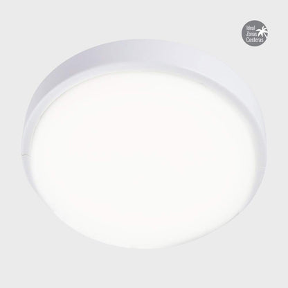 Tecnolite Lámpara Plafón LED de Techo Zona Costera 18PTLLEDC40MVB, 18 W, Luz Blanca Neutra, IP65, IK08, No Atenuable, Blanco