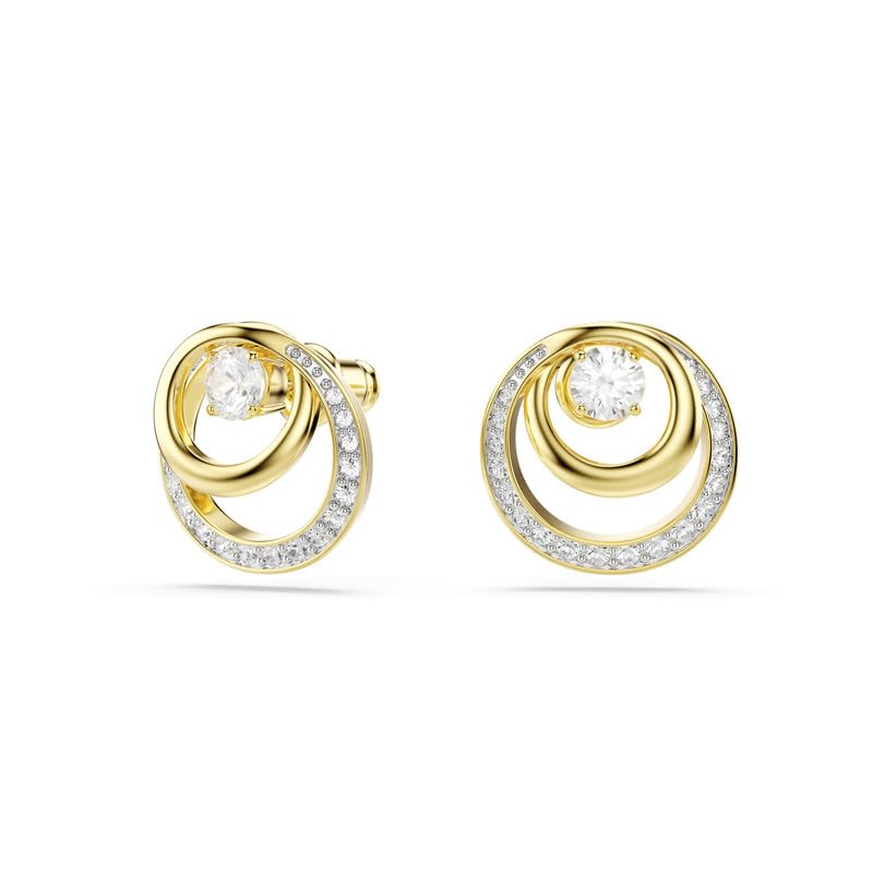 arete Swarovski Hyperbola, corte redondo, blanco, baño dorado