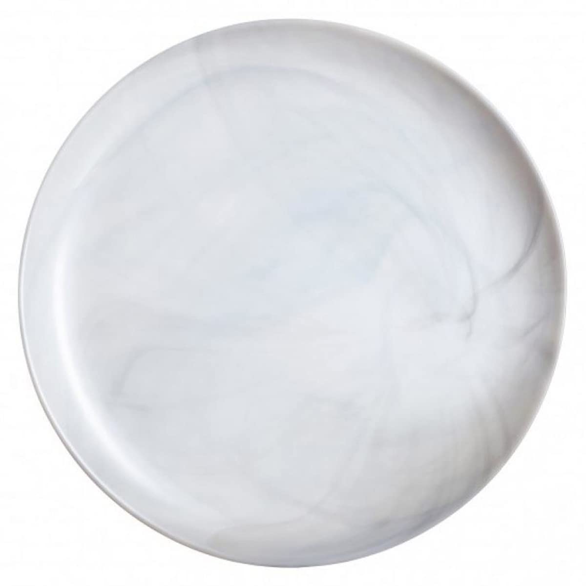 Trilogy | Set de 4 Platos Llanos o Trinche Redondos de Vidrio Opal Ultra Resistente, Colección Marble con Terminado Marmoleado, Gris, 25 cm, Hechos en Francia