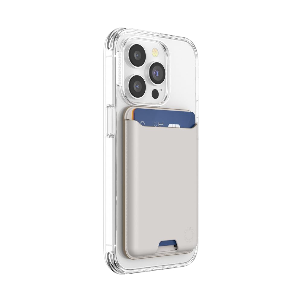 PopSockets Softgoods - portafolios de teléfono y Anillo Adaptador para MagSafe, Soporte para Tarjetas de teléfono, Compatible con Carga inalámbrica, portafolios Compatible con MagSafe® - Horchata