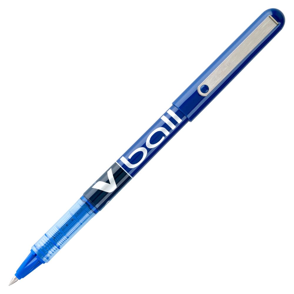 Pilot VBall Bolígrafos de tinta líquida con punta redonda, punta extra fina, Bolígrafo, Azul, Caja de 12