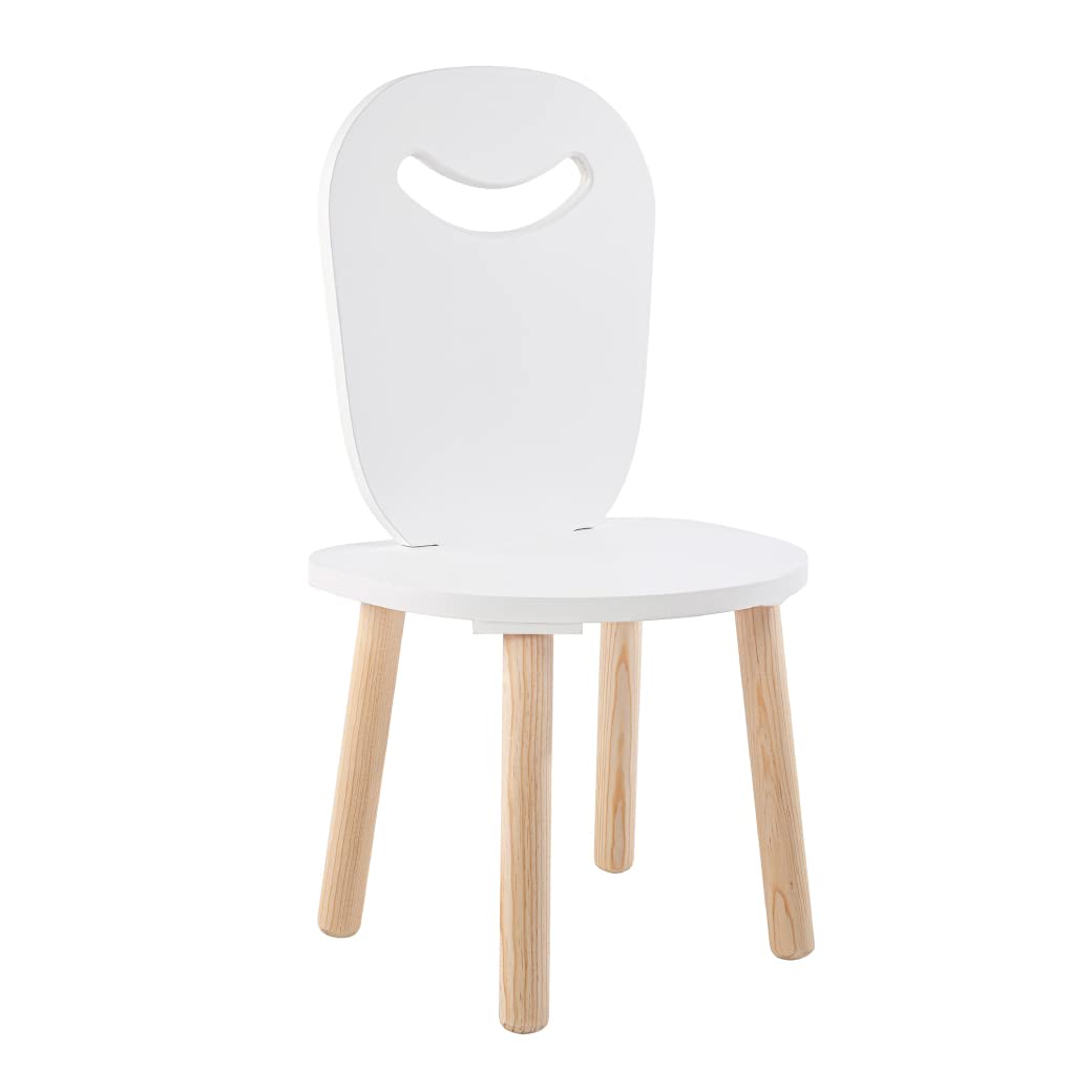 DUDUK Silla Moderna Infantil de Madera con Agarradera - Blanco