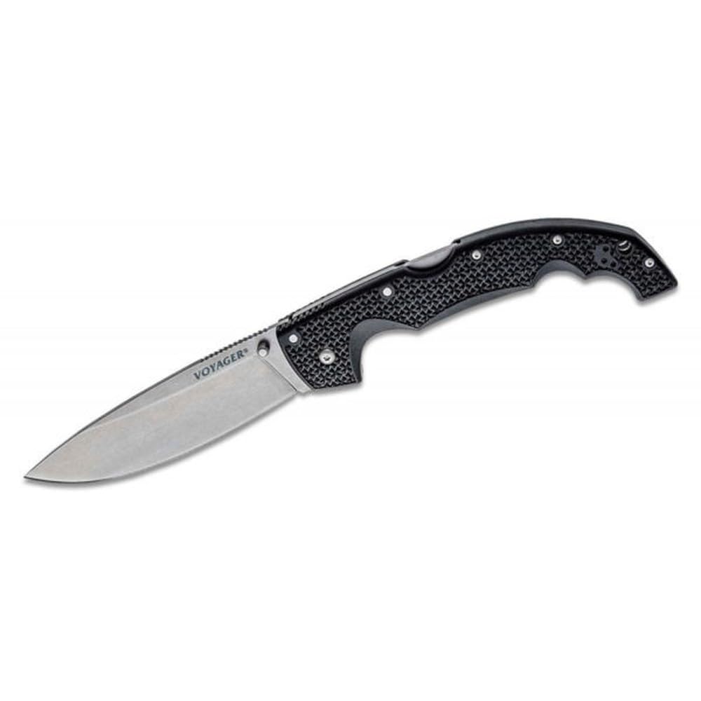 Cold Steel XL Voyager AUS10A - Cuchillo plegable táctico para llevar diario, de 5.5 pulgadas, AUS10A con punta de caída, de 6.7 pulgadas, mango Griv-Ex, en caja