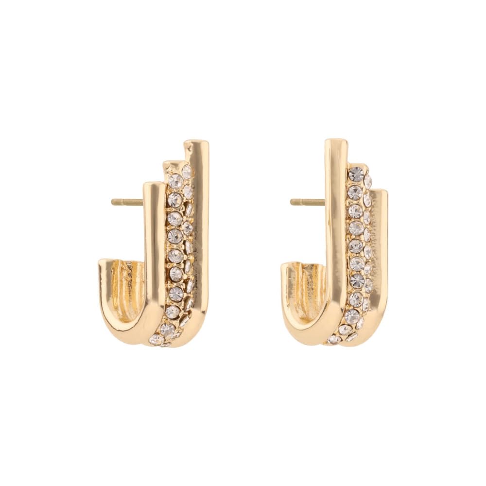 Nine West Aretes Color Dorado Pave Tunnels En Forma Varias De Terminado Brillante para Mujer