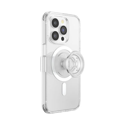 PopSockets - Funda Transparente para iPhone 14 Pro, con Agarre y Deslizamiento, Compatible con MagSafe, Carga inalámbrica Compatible