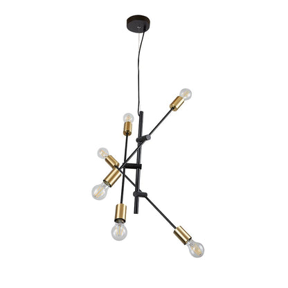 Tecnolite Lámpara de Techo Interior para 6 Focos, Lámpara Colgante Decorativa, Color: Negro Mate, 20CTL8190MVN, Potencia Máxima: 360 Watts, No Incluye Focos.