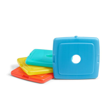 Cool Coolers by Fit & Fresh - Paquete de 4 Paquetes de Hielo Delgados, congelación rápida, Bolsas de Hielo Reutilizables para loncheras o enfriadores, Multicolor, 3 Paquetes de 4