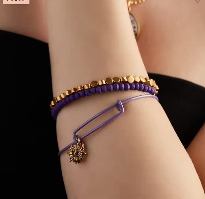 Alex and Ani Accents - Pulsera expandible con cuentas para mujer, brillo mate, cuentas violetas, acabado rosa antiguo rafaélico, 2 a 3.5 pulgadas, Una talla, Cobre