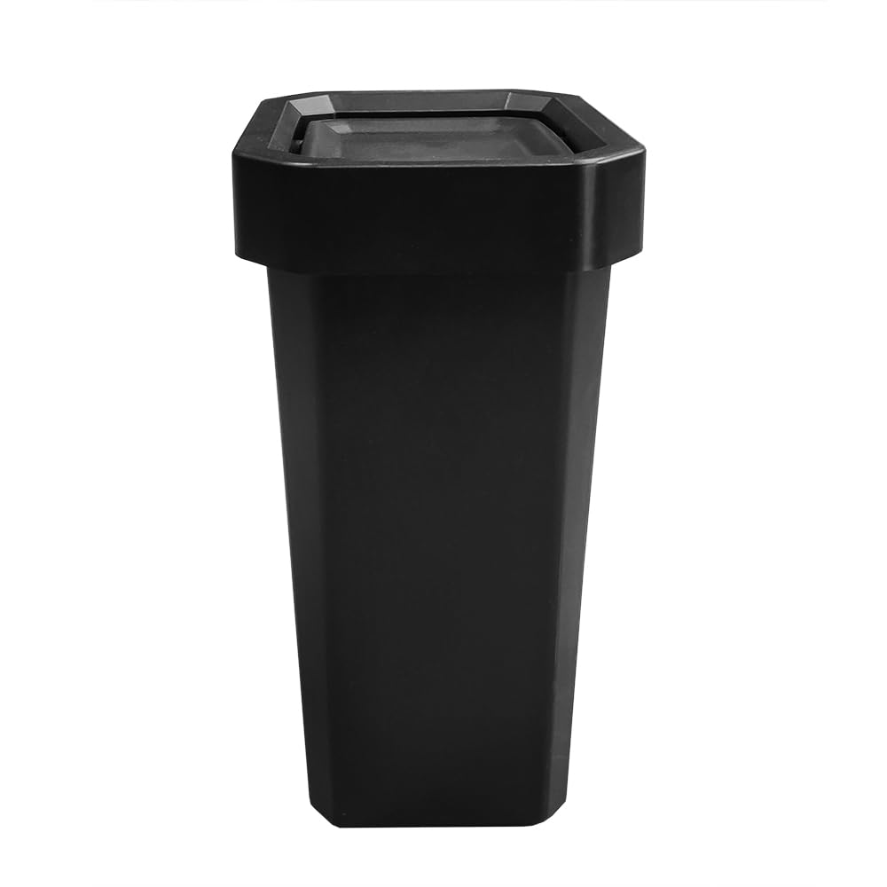 26 L Bote de Basura Institucional con Tapa Vaivén, Color Negro Sobrio, Alta Resistencia para Oficinas, Escuelas y Comercios, Mantenimiento Rápido y Uso Continuo