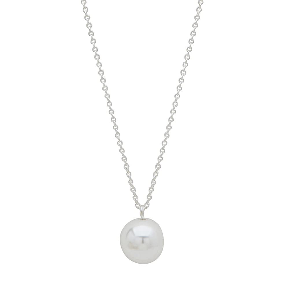 Nine West Collar Plata Marca de con Incrustaciones Perla en Forma de Colgante para Mujer