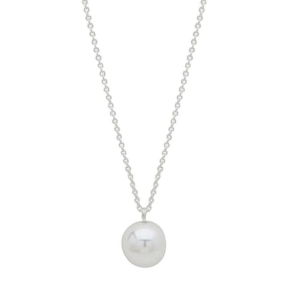 Nine West Collar Plata Marca de con Incrustaciones Perla en Forma de Colgante para Mujer