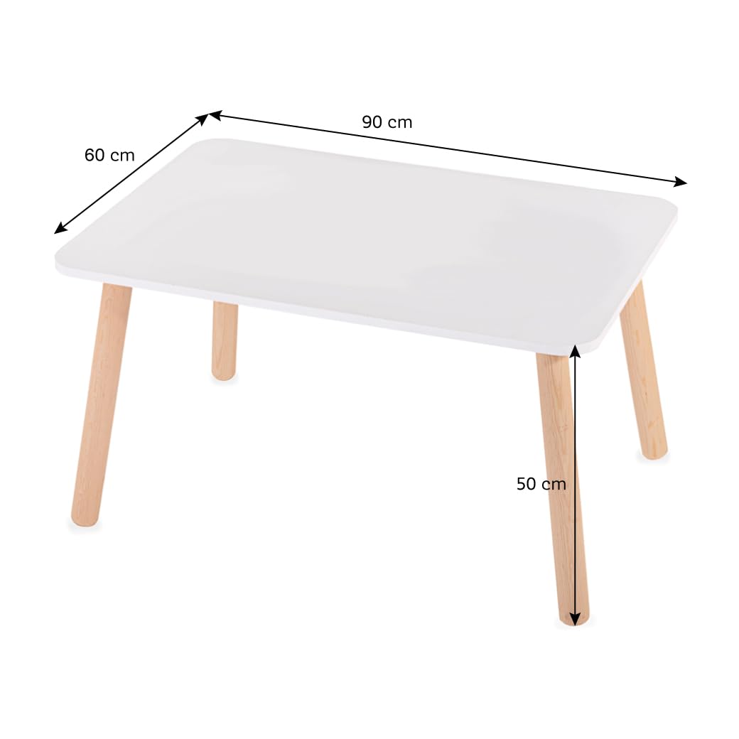 DUDUK Mesa Rectangular Amplia Blanca para Pintar o Actividades Infantiles