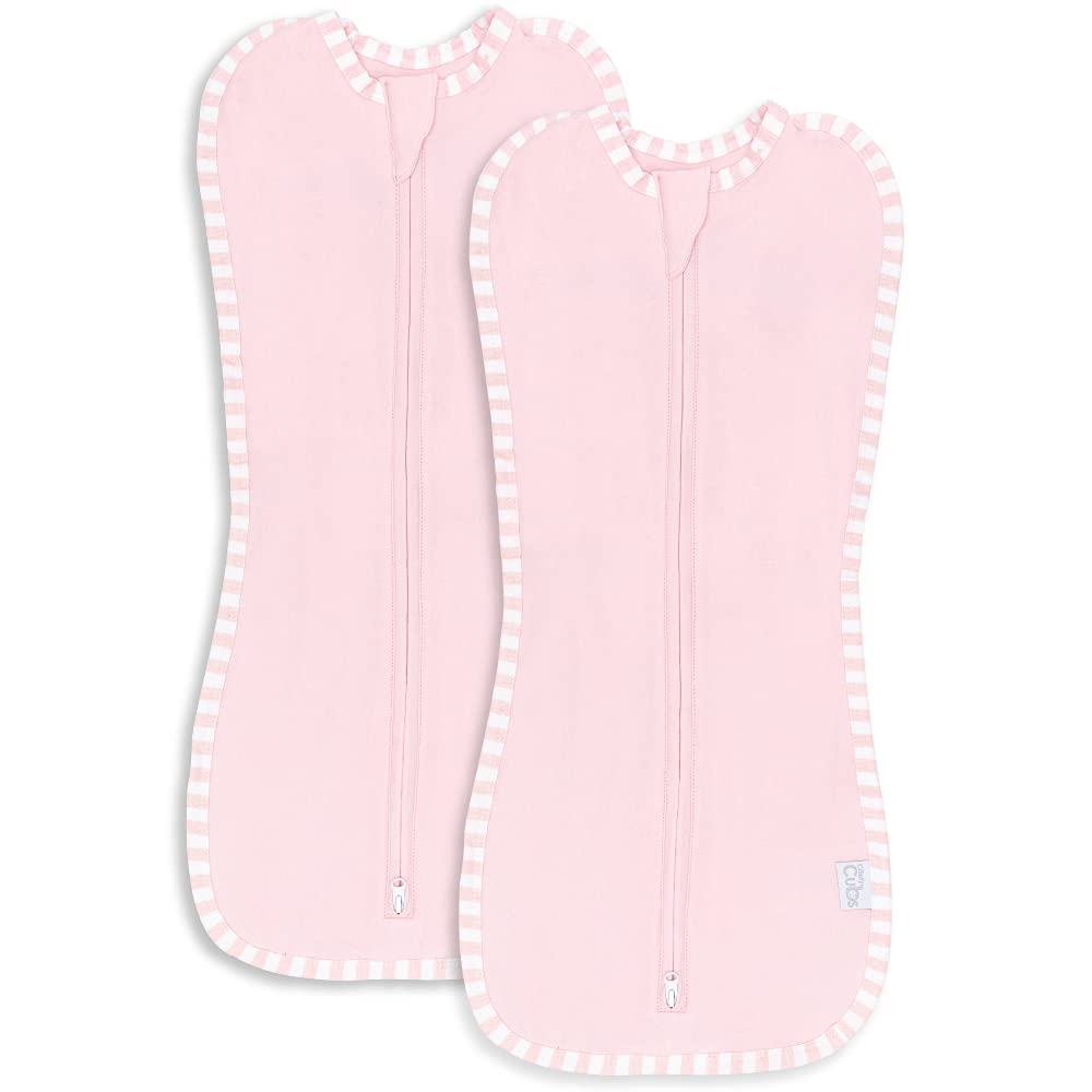 Comfy Cubs Mantas Envolventes con Cierre para Bebé, Set de 2 - Rubor - GR(3-6Meses)