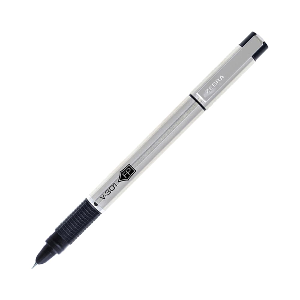 Zebra Pluma Fuente Recargable De Acero Inoxidable V-301 Tinta Líquida Estuche Metalizado 1 Pieza Color Negro.