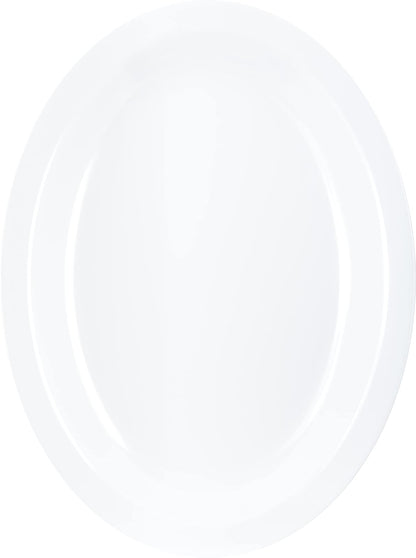 Carlisle FoodService Products Kingline Bandeja ovalada de plástico ovalada para el hogar y el restaurante, melamina, 12 x 9 pulgadas, color blanco (paquete de 12)