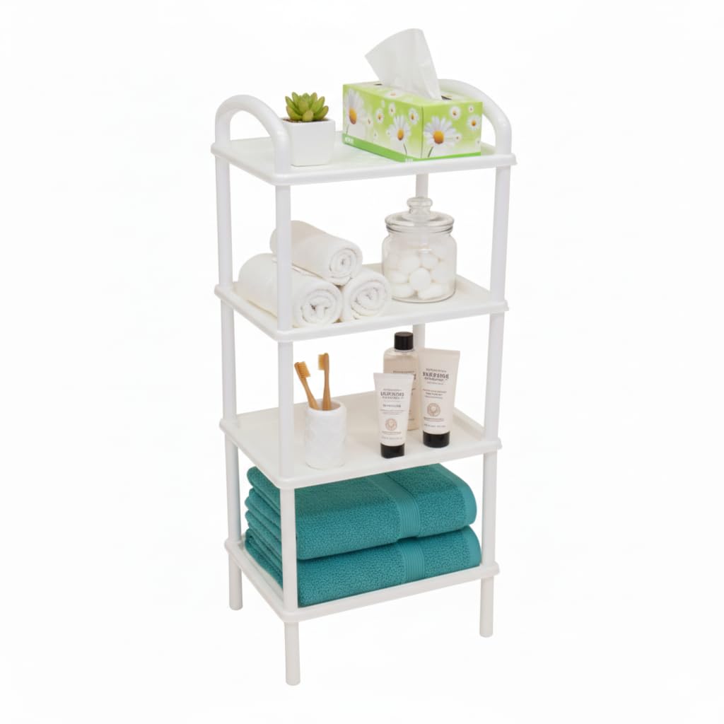 Italhome Estante De Plástico con 4 Repisas Lisas, Organizador Multiusos para Interior Ideal para Almacenamiento Scalp