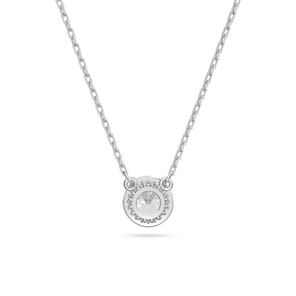 SWAROVSKI - Colgante angélico con vidrio transparente circular y pavé de vidrio transparente en una cadena chapada en rodio