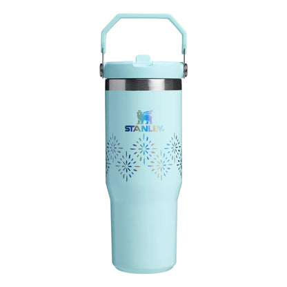 Stanley IceFlow 30 onzas - Termo Stanley de acero inoxidable con popote abatible a prueba de fugas, botella con aislamiento al vacío, vaso para mantener bebidas frías y heladas 887 ml, SEAGLASS GLOSS