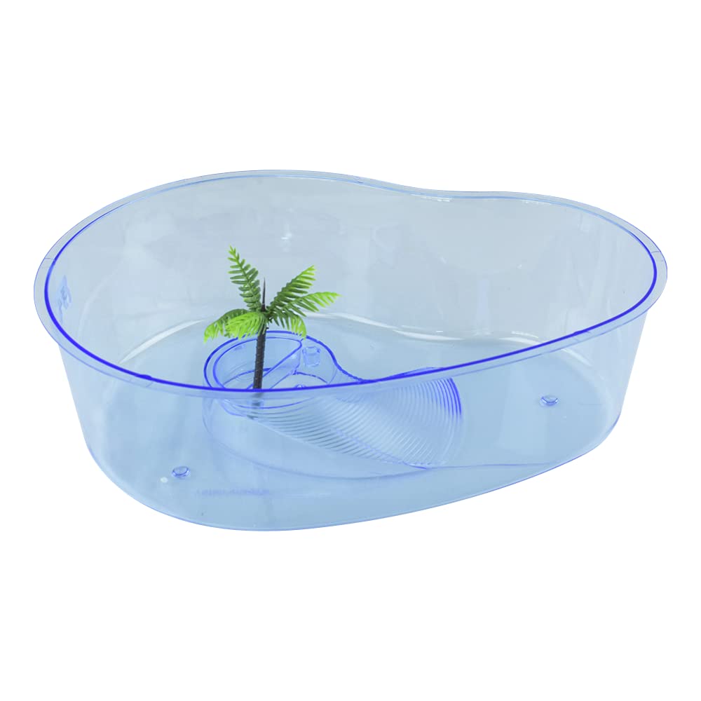 Lomas Tortuguero en Forma de Riñón 12 in (30 cm) para Tortugas Pequeñas con Rampa y Zona Seca Decorativa Colores Surtidos