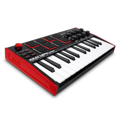 Akai Professional MPK Mini MK3 - Teclado Controlador MIDI USB de 25 Teclas con 8 Drum Pads, 8 Perillas, Software de Producción Musical y Native Instruments Sound Package (NKS Integration)