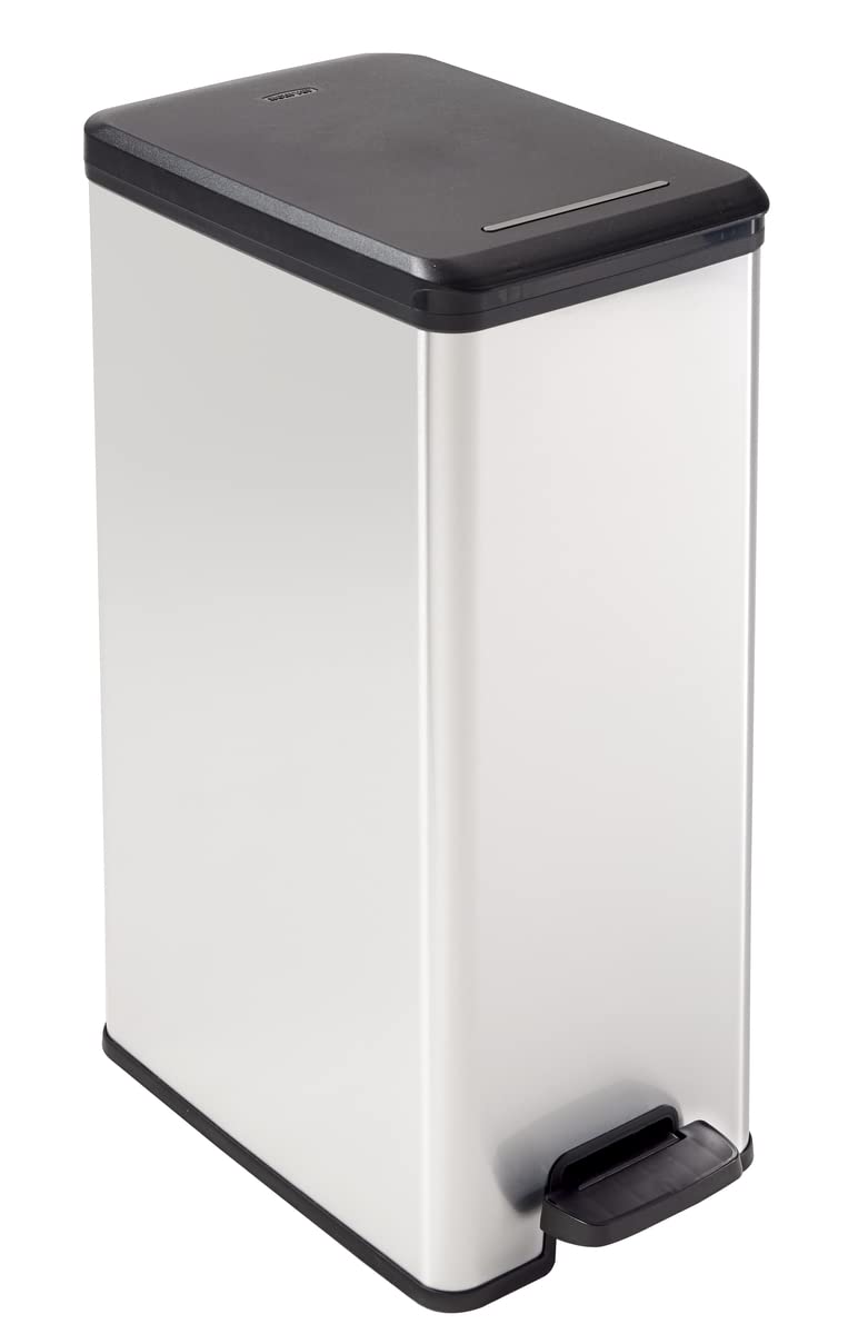 Cesto de Basura Keter 40 L de polipropileno, 42 x 25 x 61 cm, color plateado
