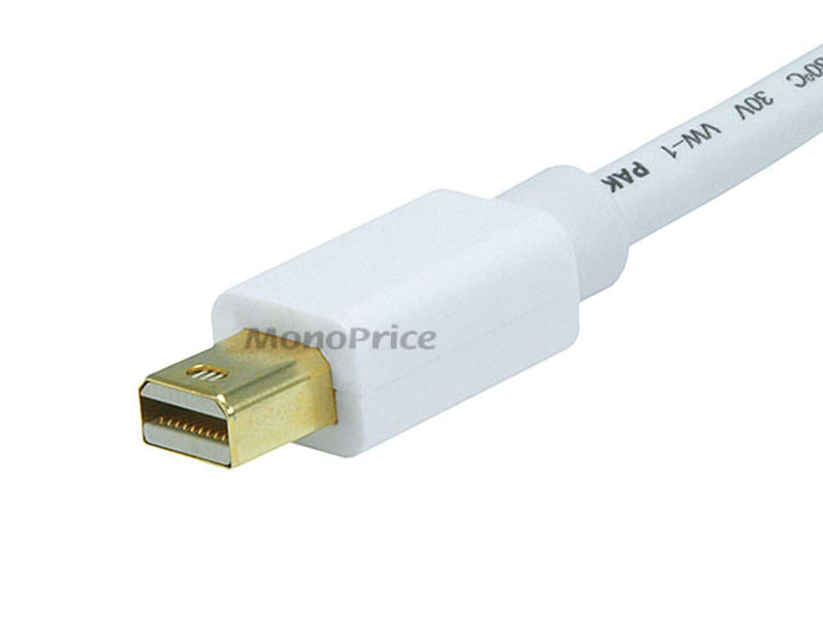 Monoprice 3ft Gold Plated 32AWG Mini DisplayPort to DisplayPort Cable - White