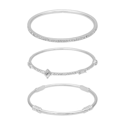 Nine West Box Set Pulsera Plateado Multiniveles para Mujer