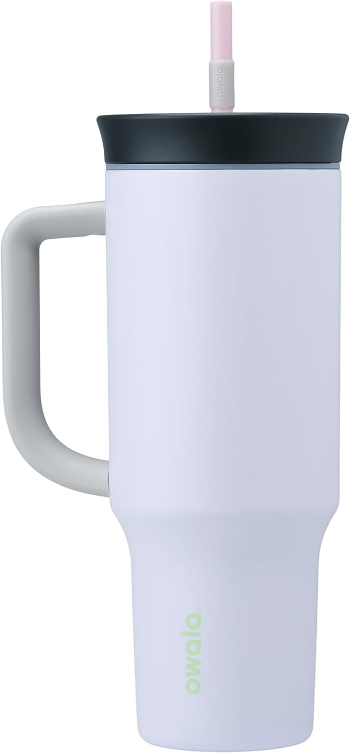 Owala Vaso Térmico de Viaje con Popote y Asa, Acero Inoxidable - Conejito Hop - 40 oz (1182.9ml)