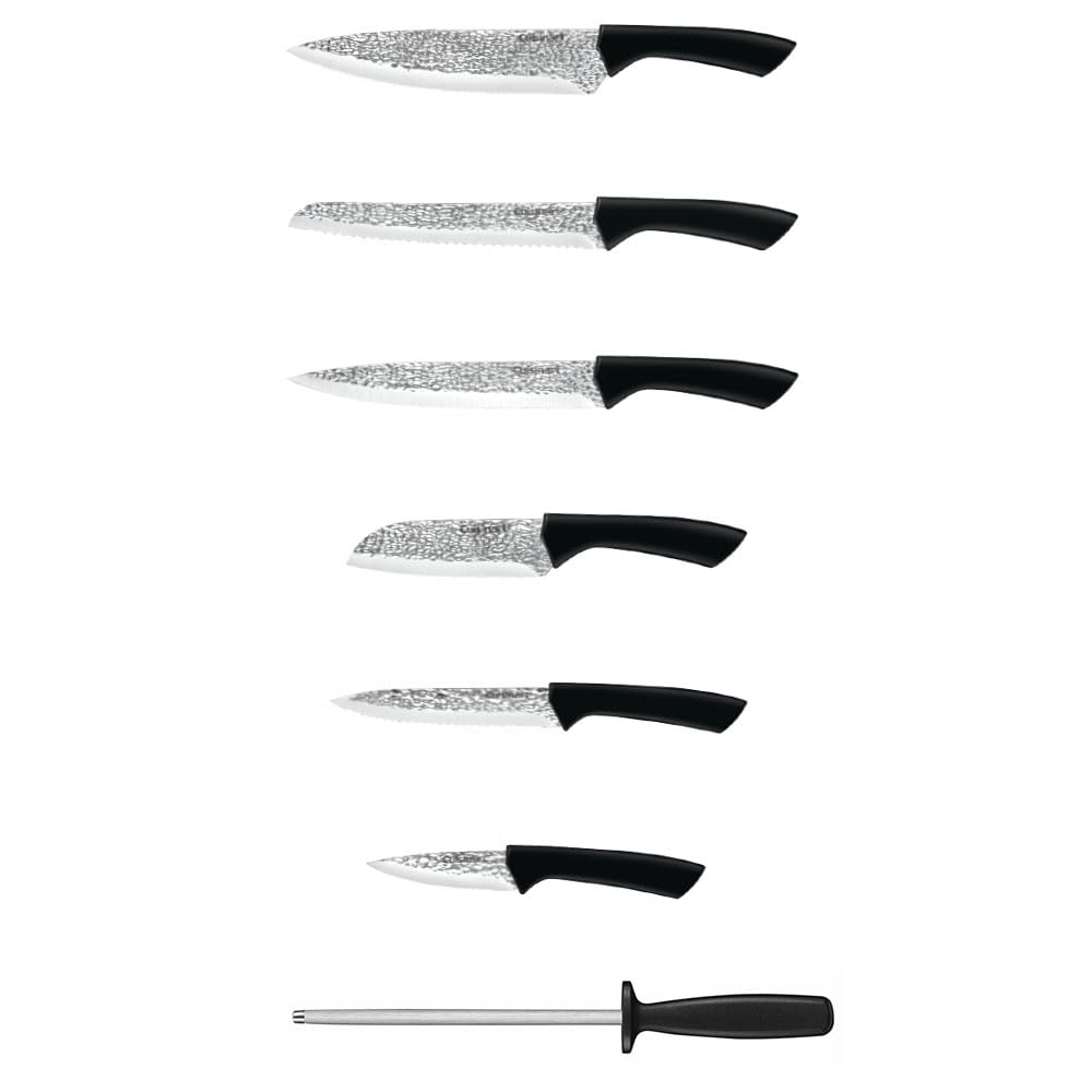 Cuisinart Bloque Cuchillos 9 Piezas Acero Martillado Inoxidable | 9 piezas incluye tijeras y chaira, cuchillos de acero ultra afiliado, terminado martillado que evita se peguen ingredientes