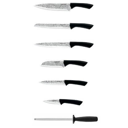 Cuisinart Bloque Cuchillos 9 Piezas Acero Martillado Inoxidable | 9 piezas incluye tijeras y chaira, cuchillos de acero ultra afiliado, terminado martillado que evita se peguen ingredientes