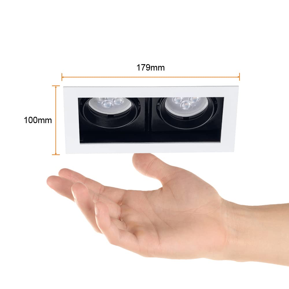 Tecnolite Lámpara Downlight Empotrable Dirigible, Potencia Máx. 120 W, 2 Bases GX5.3/GU10, No incluye focos