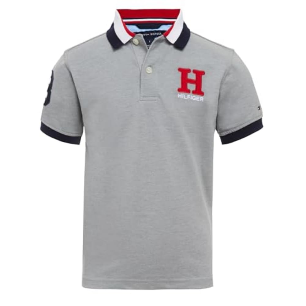 Tommy Hilfiger Polo Mate para niño - Niños grandes - 16-18 - Triple cuello gris jaspeado
